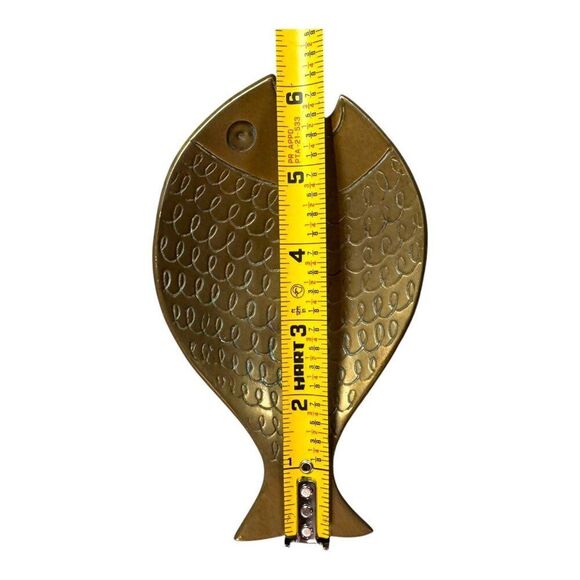 Vtg Brass Fish Shape Dish Trinket Tray Ashtray Made In Israel Mid Century Modern - Picture 4 of 5